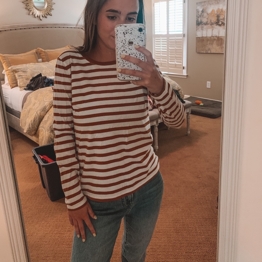 madewell burnt orange striped tee